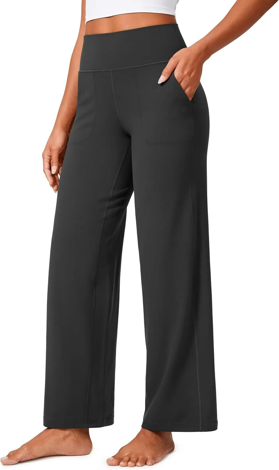 CRZ YOGA Womens Butterlift High Waisted Wide Leg Pants with Pockets 29"/31"/33" - Yoga Lounge Buttery Soft Comfy Casual
