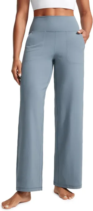 CRZ YOGA Womens Butterlift High Waisted Wide Leg Pants with Pockets 29"/31"/33" - Yoga Lounge Buttery Soft Comfy Casual