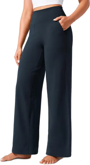 CRZ YOGA Womens Butterlift High Waisted Wide Leg Pants with Pockets 29"/31"/33" - Yoga Lounge Buttery Soft Comfy Casual