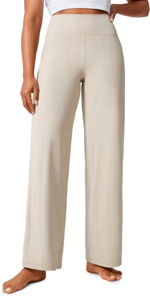 CRZ YOGA Womens Butterlift High Waisted Wide Leg Pants with Pockets 29"/31"/33" - Yoga Lounge Buttery Soft Comfy Casual