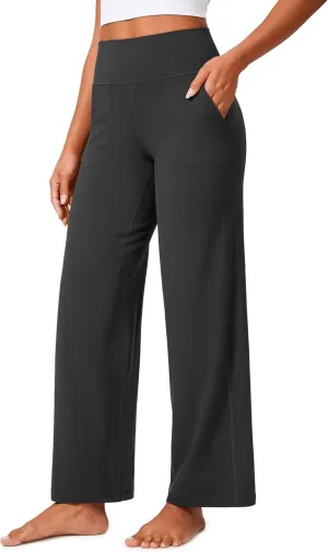 CRZ YOGA Womens Butterlift High Waisted Wide Leg Pants with Pockets 29"/31"/33" - Yoga Lounge Buttery Soft Comfy Casual