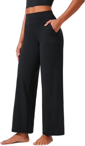 CRZ YOGA Womens Butterlift High Waisted Wide Leg Pants with Pockets 29"/31"/33" - Yoga Lounge Buttery Soft Comfy Casual