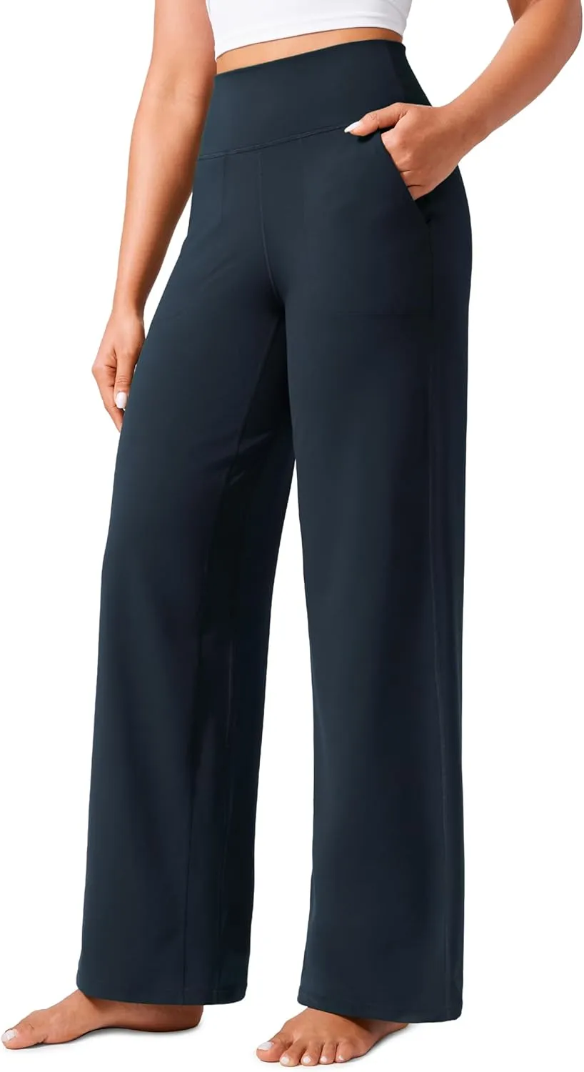 CRZ YOGA Womens Butterlift High Waisted Wide Leg Pants with Pockets 29"/31"/33" - Yoga Lounge Buttery Soft Comfy Casual