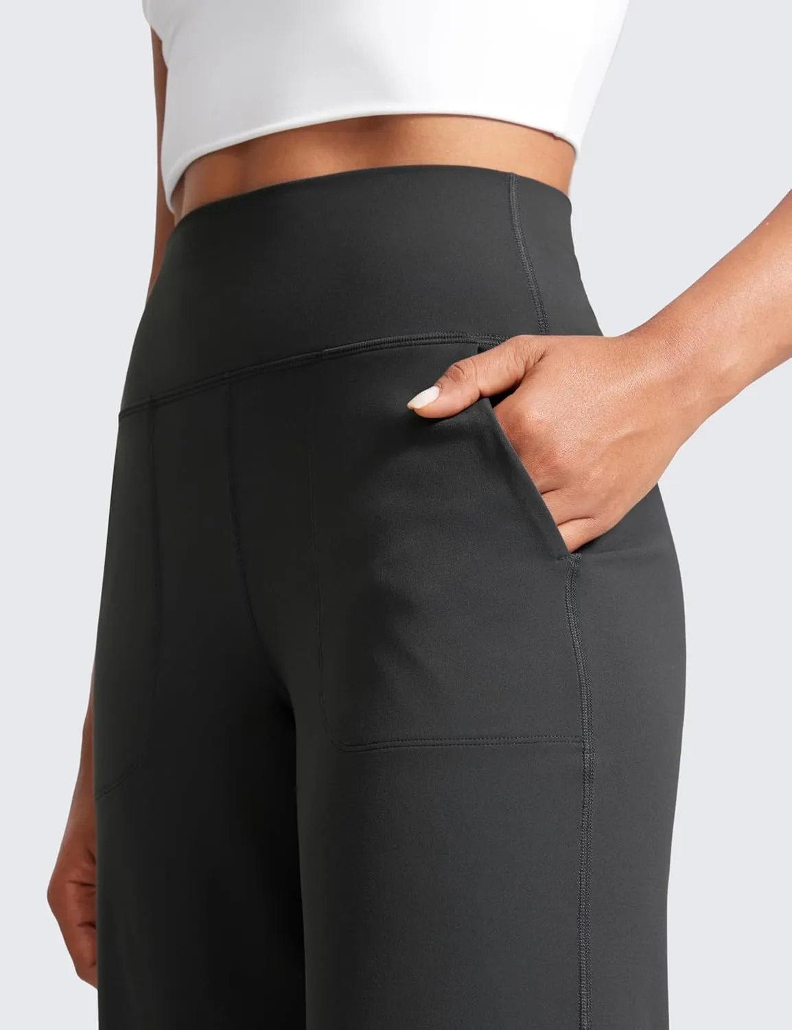 CRZ YOGA Womens Butterlift High Waisted Wide Leg Pants with Pockets 29"/31"/33" - Yoga Lounge Buttery Soft Comfy Casual