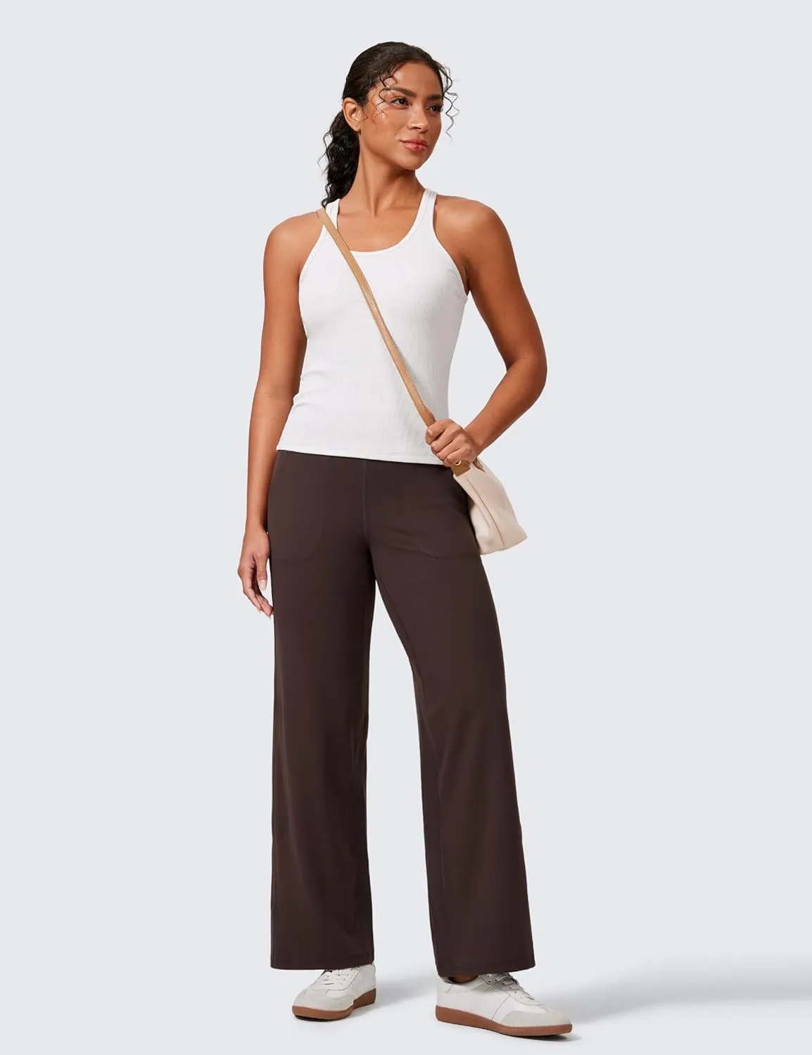 CRZ YOGA Womens Butterlift High Waisted Wide Leg Pants with Pockets 29"/31"/33" - Yoga Lounge Buttery Soft Comfy Casual