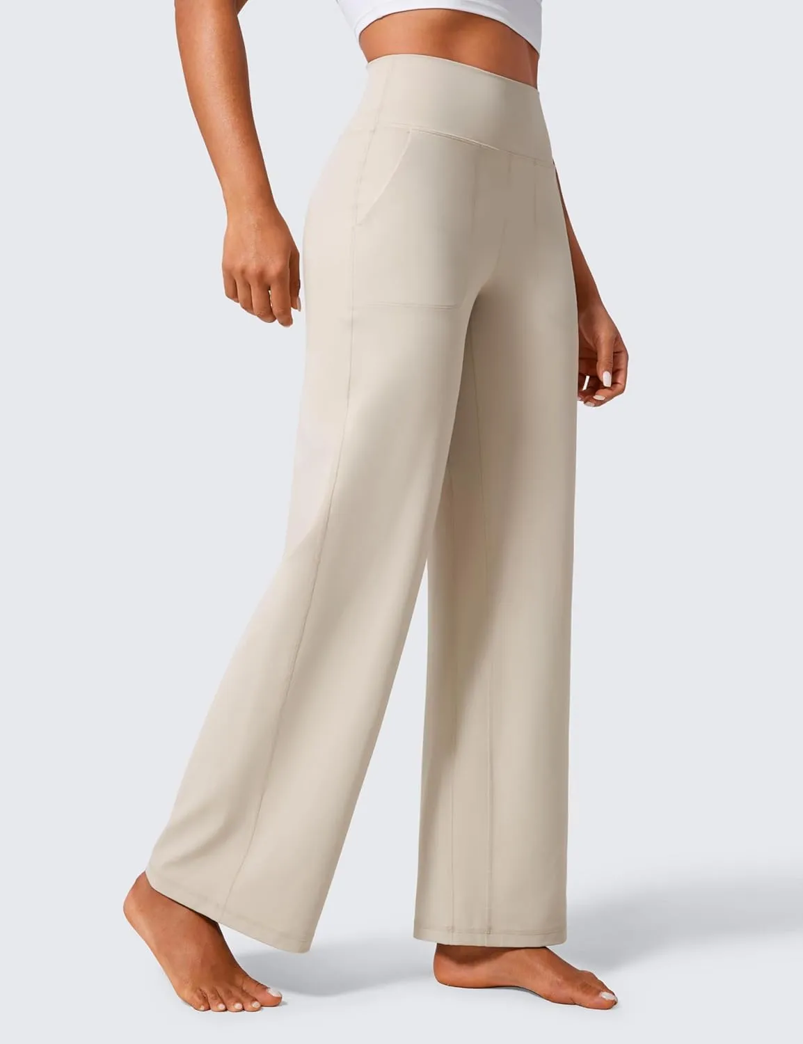 CRZ YOGA Womens Butterlift High Waisted Wide Leg Pants with Pockets 29"/31"/33" - Yoga Lounge Buttery Soft Comfy Casual