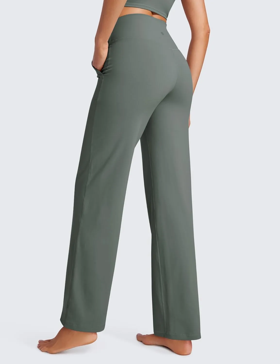 CRZ YOGA Womens Butterluxe High Waist Wide Leg Pants with Pockets 31" - Buttery Soft Comfy Casual Yoga Lounge