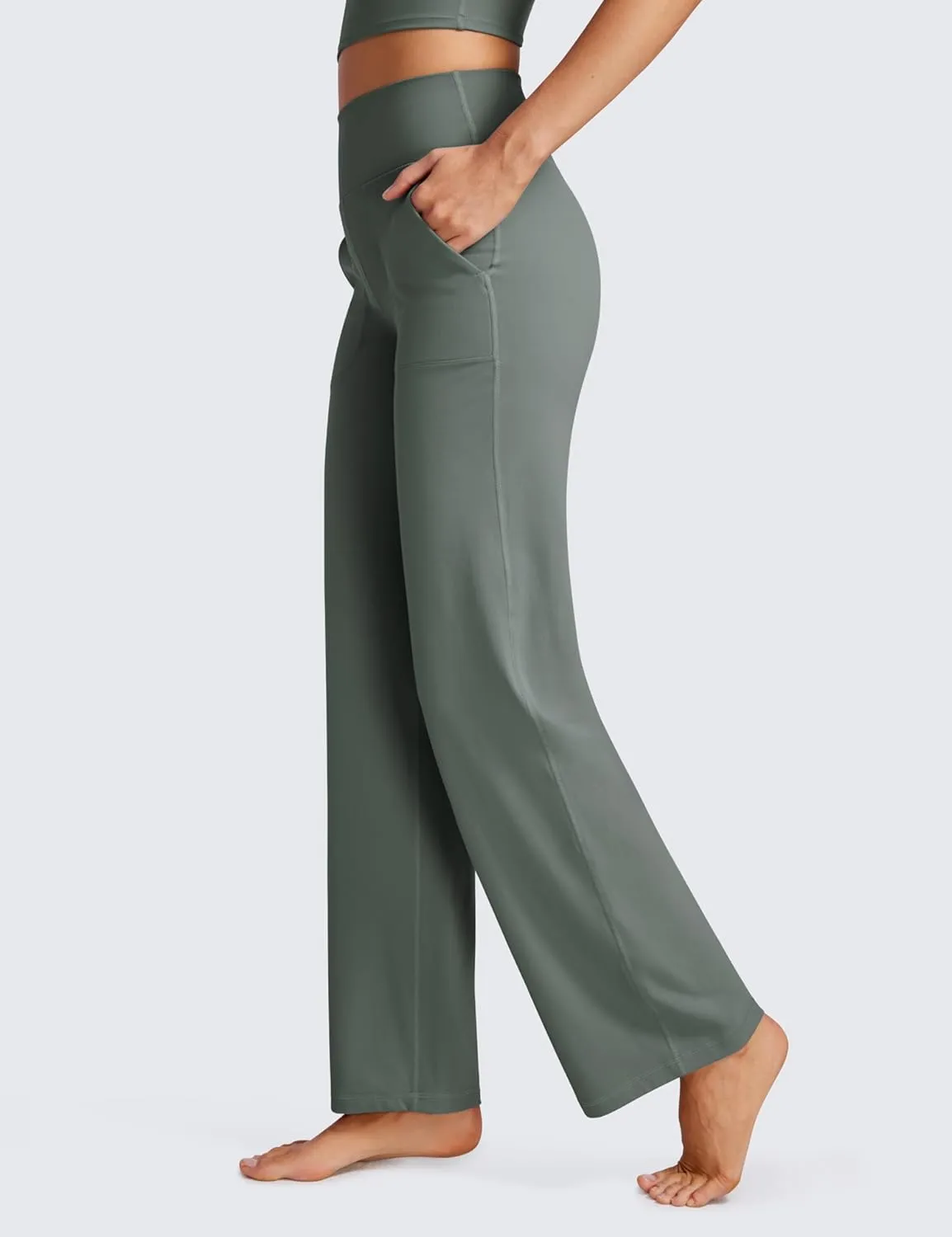 CRZ YOGA Womens Butterluxe High Waist Wide Leg Pants with Pockets 31" - Buttery Soft Comfy Casual Yoga Lounge
