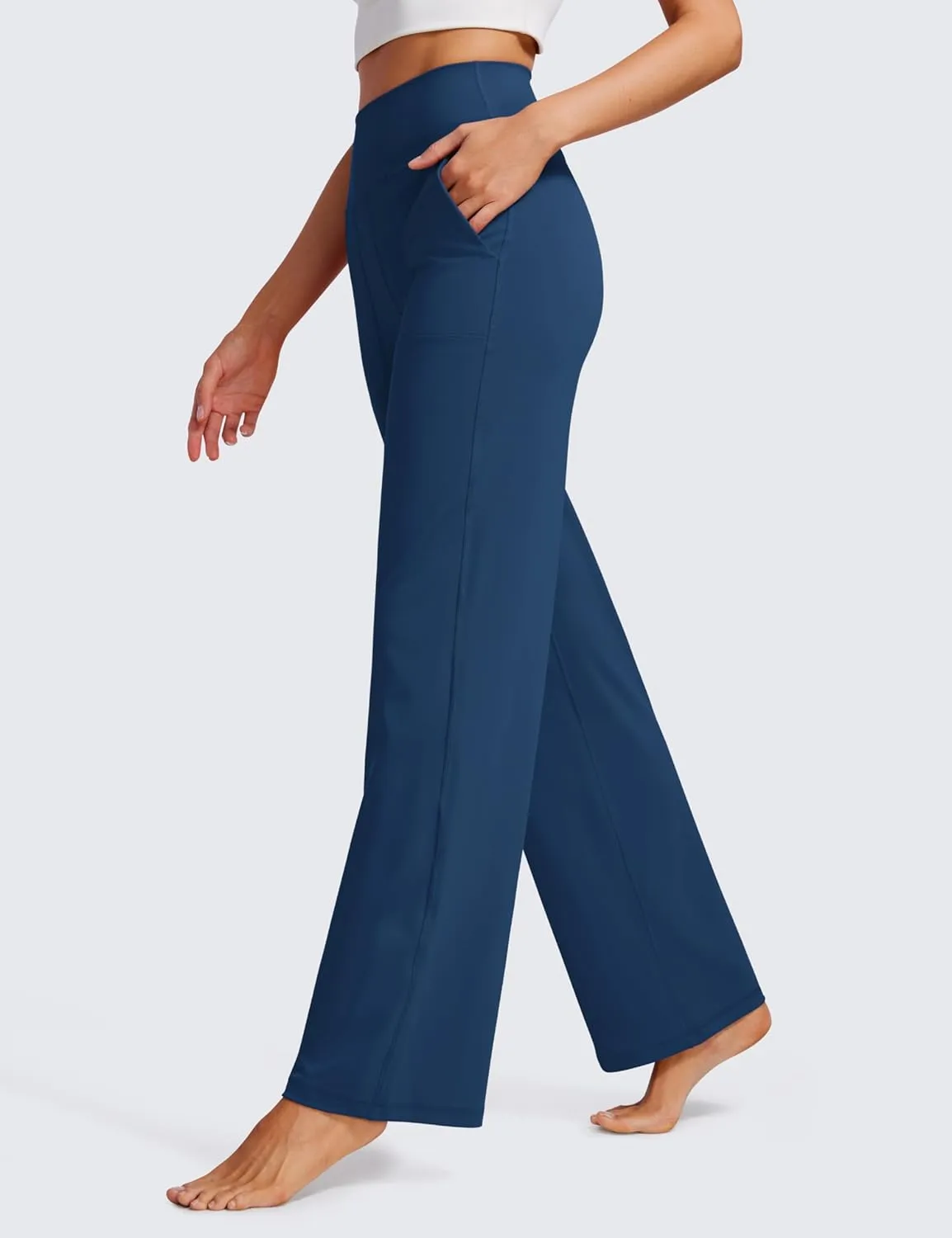 CRZ YOGA Womens Butterluxe High Waist Wide Leg Pants with Pockets 31" - Buttery Soft Comfy Casual Yoga Lounge