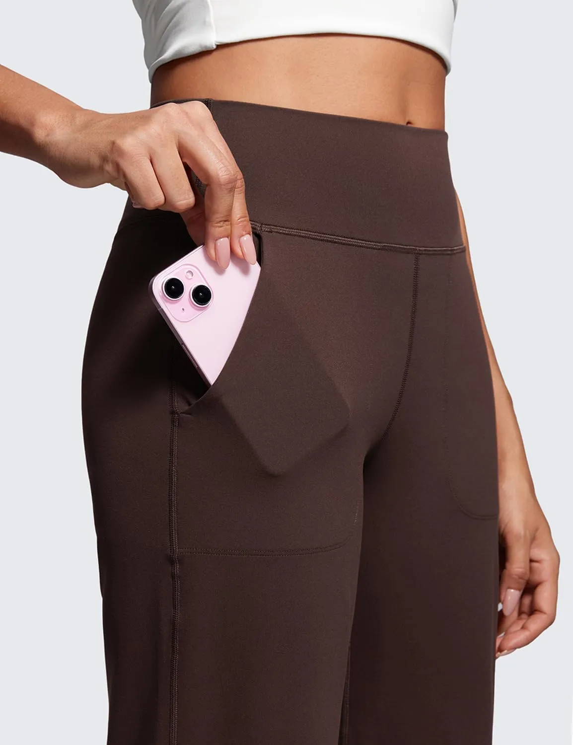 CRZ YOGA Womens Butterluxe High Waist Wide Leg Pants with Pockets 31" - Buttery Soft Comfy Casual Yoga Lounge