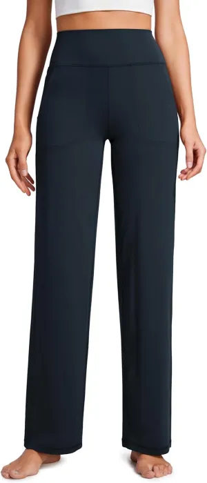CRZ YOGA Womens Butterluxe High Waist Wide Leg Pants with Pockets 31" - Buttery Soft Comfy Casual Yoga Lounge