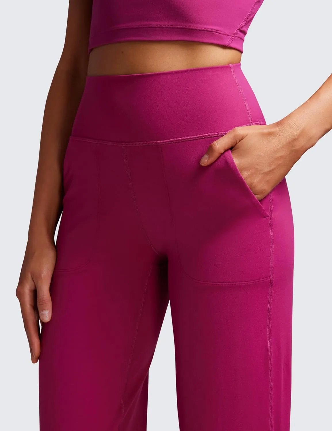 CRZ YOGA Womens Butterluxe High Waist Wide Leg Pants with Pockets 31" - Buttery Soft Comfy Casual Yoga Lounge