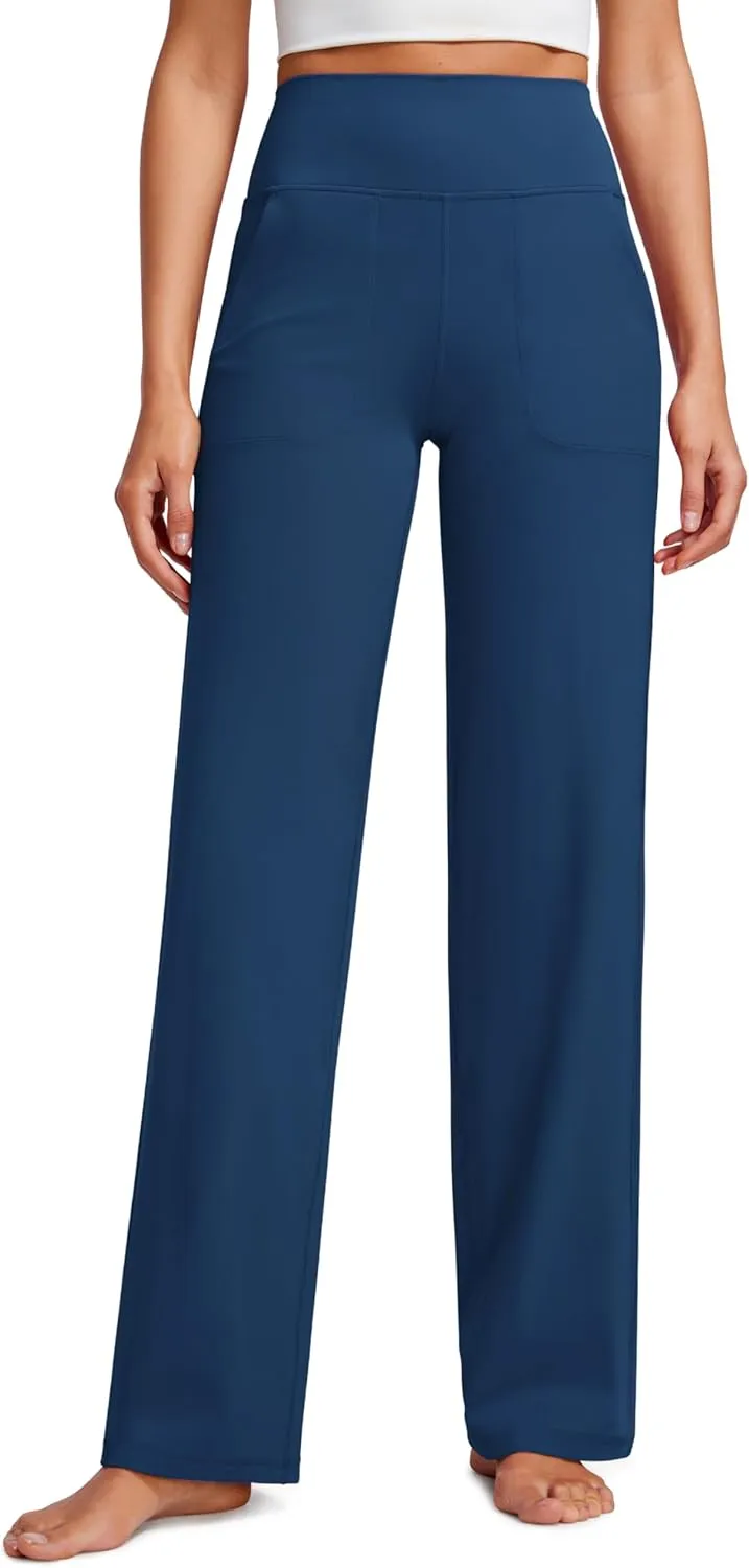 CRZ YOGA Womens Butterluxe High Waist Wide Leg Pants with Pockets 31" - Buttery Soft Comfy Casual Yoga Lounge