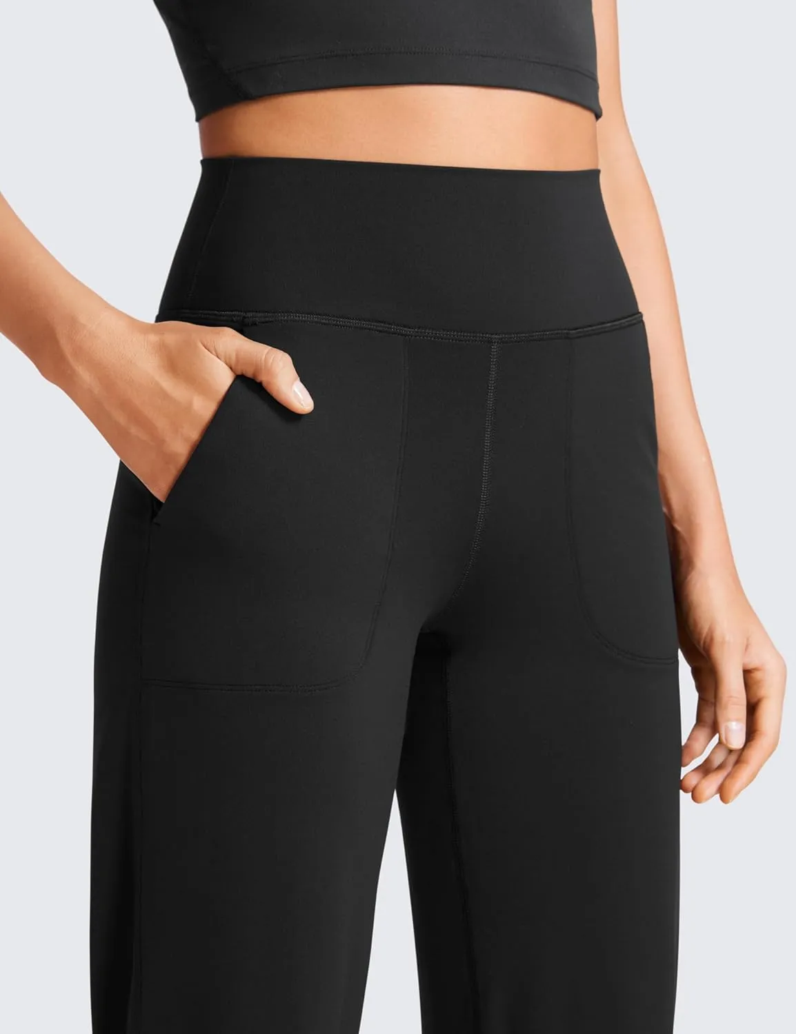 CRZ YOGA Womens Butterluxe High Waist Wide Leg Pants with Pockets 31" - Buttery Soft Comfy Casual Yoga Lounge