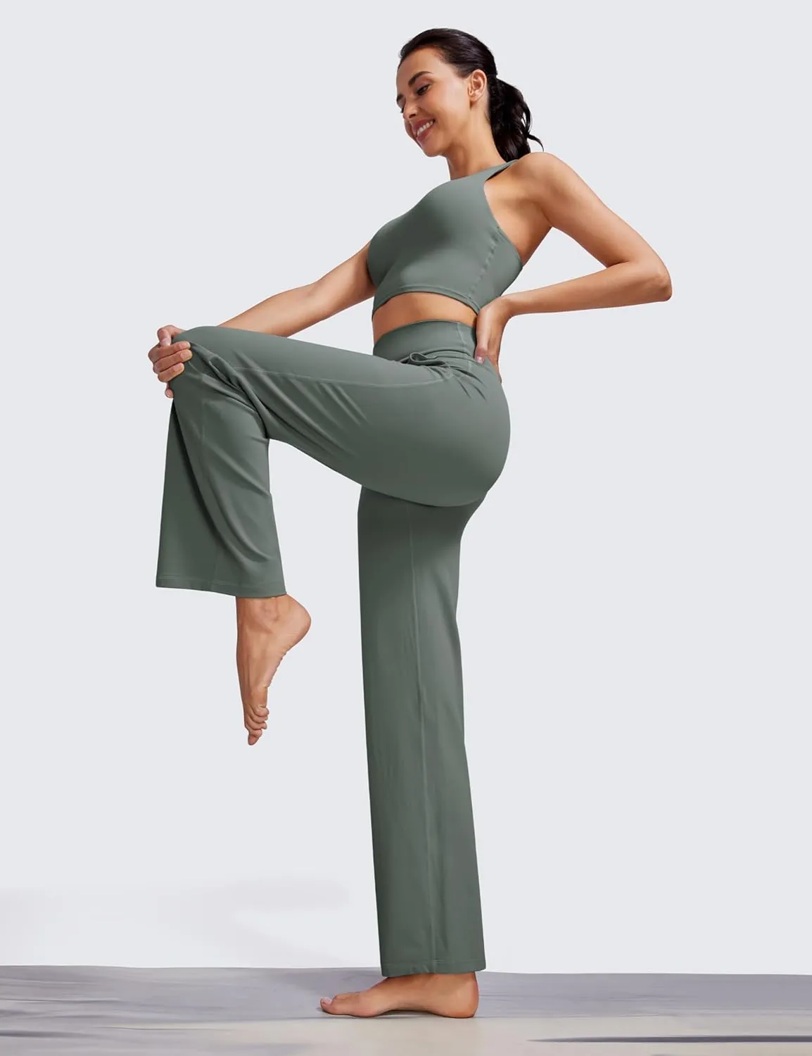 CRZ YOGA Womens Butterluxe High Waist Wide Leg Pants with Pockets 31" - Buttery Soft Comfy Casual Yoga Lounge