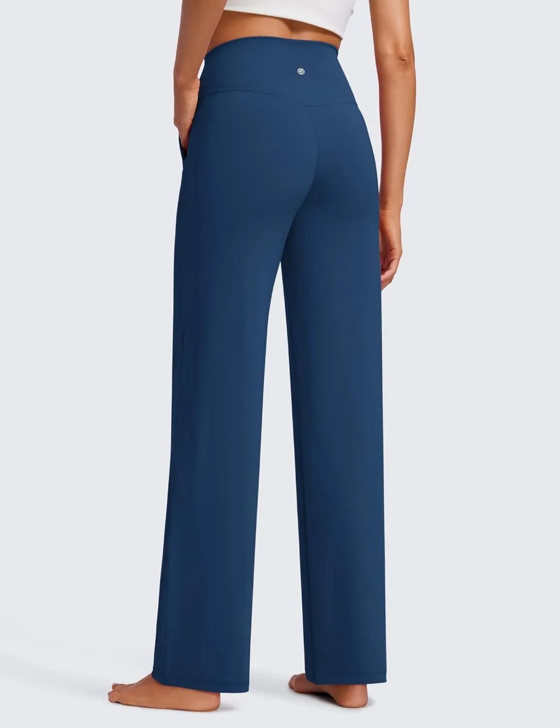 CRZ YOGA Womens Butterluxe High Waist Wide Leg Pants with Pockets 31" - Buttery Soft Comfy Casual Yoga Lounge