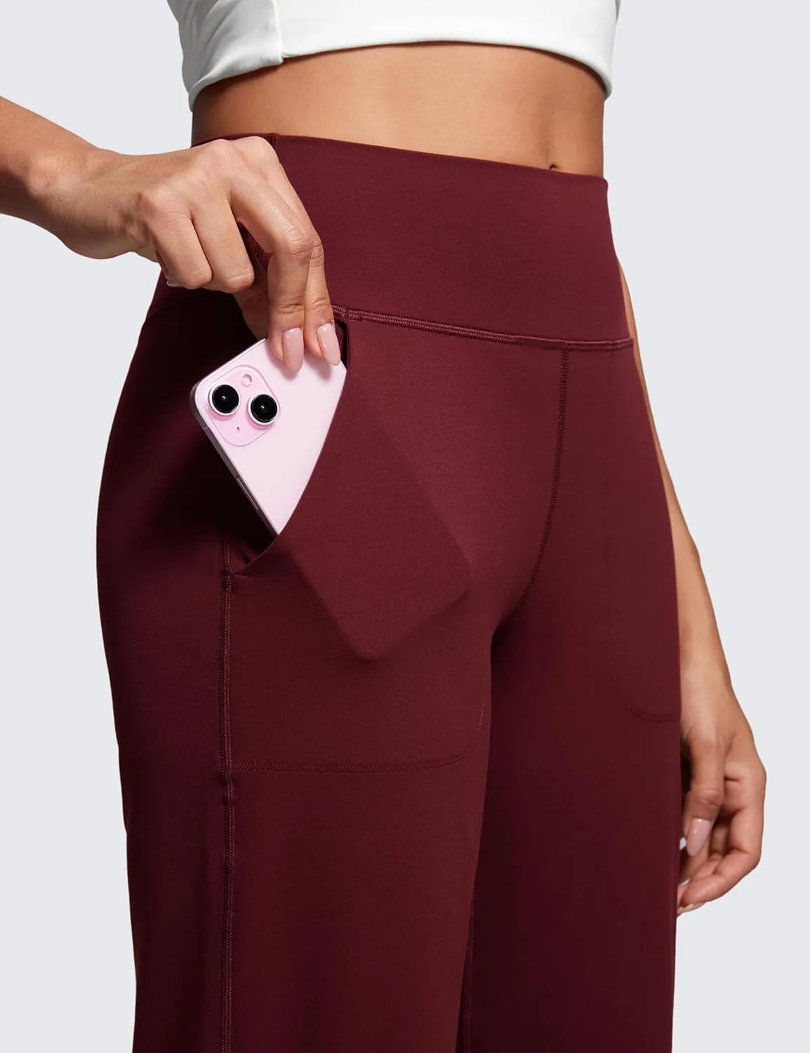CRZ YOGA Womens Butterluxe High Waist Wide Leg Pants with Pockets 31" - Buttery Soft Comfy Casual Yoga Lounge