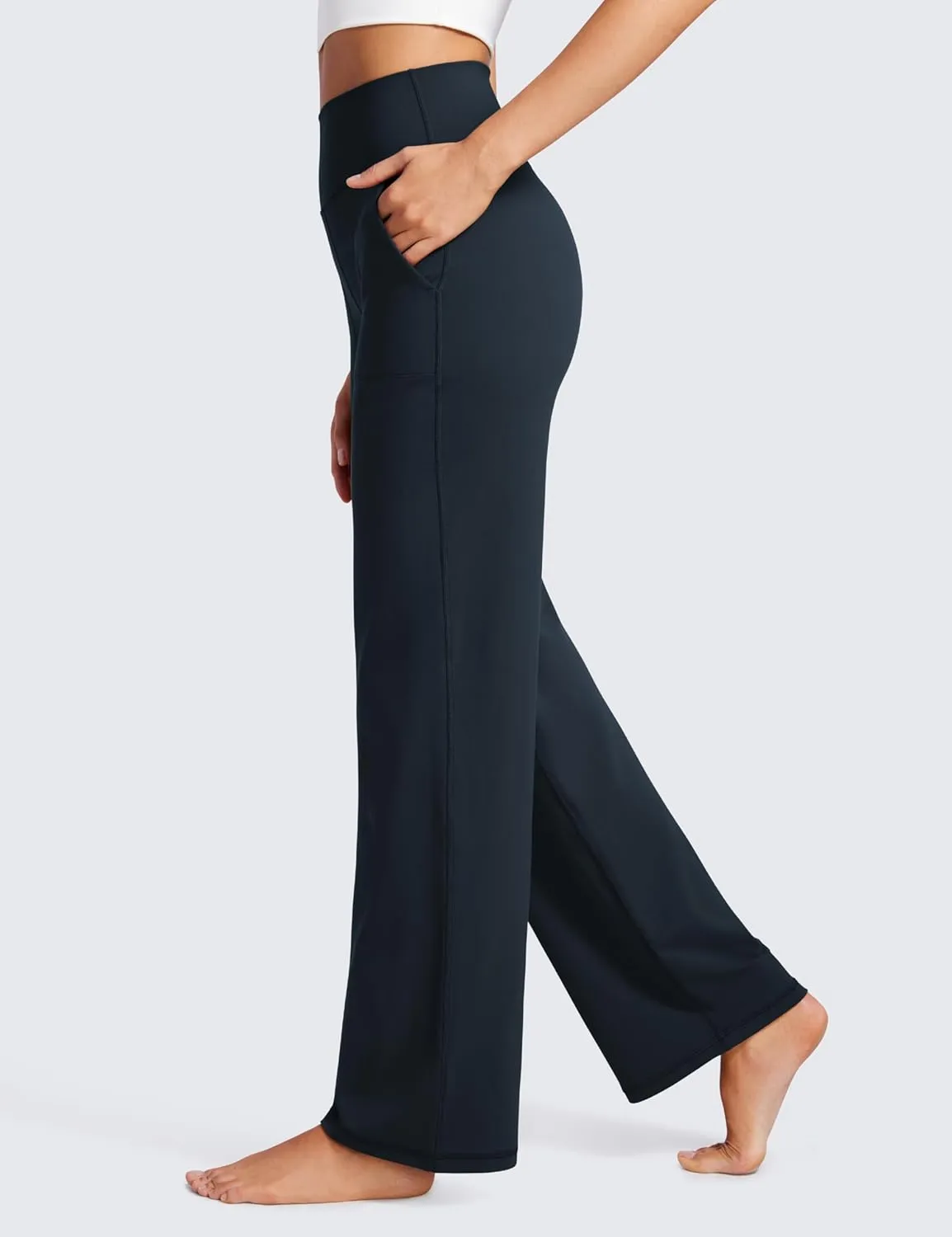 CRZ YOGA Womens Butterluxe High Waist Wide Leg Pants with Pockets 31" - Buttery Soft Comfy Casual Yoga Lounge