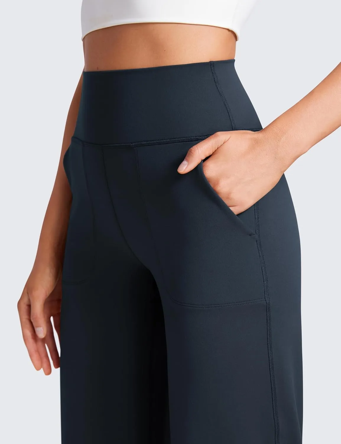 CRZ YOGA Womens Butterluxe High Waist Wide Leg Pants with Pockets 31" - Buttery Soft Comfy Casual Yoga Lounge