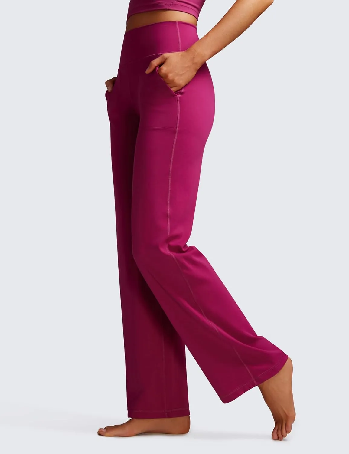 CRZ YOGA Womens Butterluxe High Waist Wide Leg Pants with Pockets 31" - Buttery Soft Comfy Casual Yoga Lounge