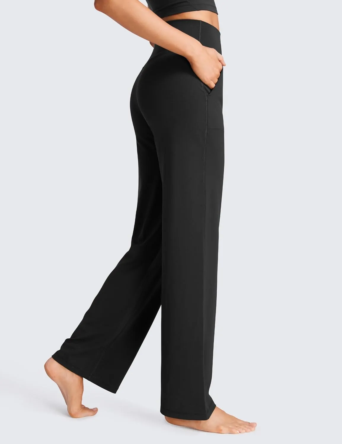 CRZ YOGA Womens Butterluxe High Waist Wide Leg Pants with Pockets 31" - Buttery Soft Comfy Casual Yoga Lounge