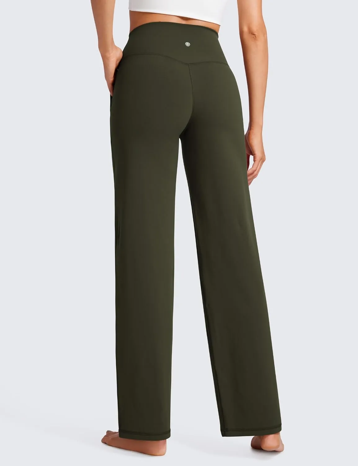 CRZ YOGA Womens Butterluxe High Waist Wide Leg Pants with Pockets 31" - Buttery Soft Comfy Casual Yoga Lounge