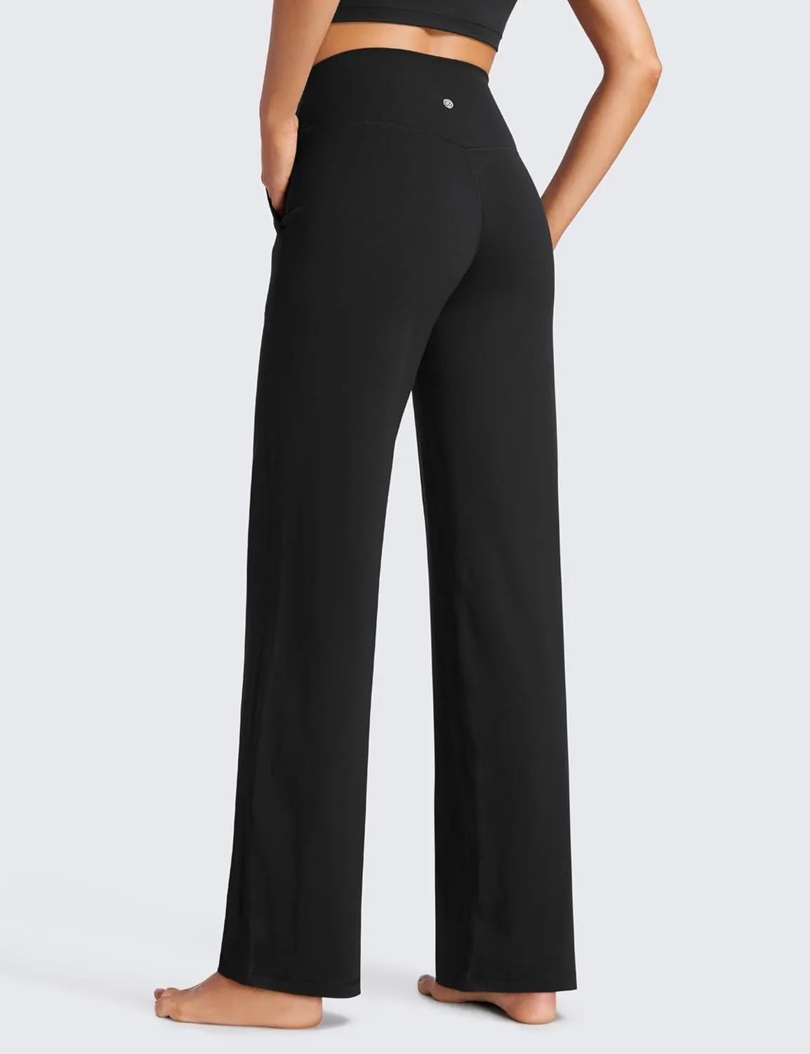 CRZ YOGA Womens Butterluxe High Waist Wide Leg Pants with Pockets 31" - Buttery Soft Comfy Casual Yoga Lounge