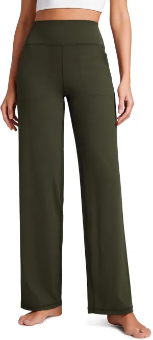 CRZ YOGA Womens Butterluxe High Waist Wide Leg Pants with Pockets 31" - Buttery Soft Comfy Casual Yoga Lounge