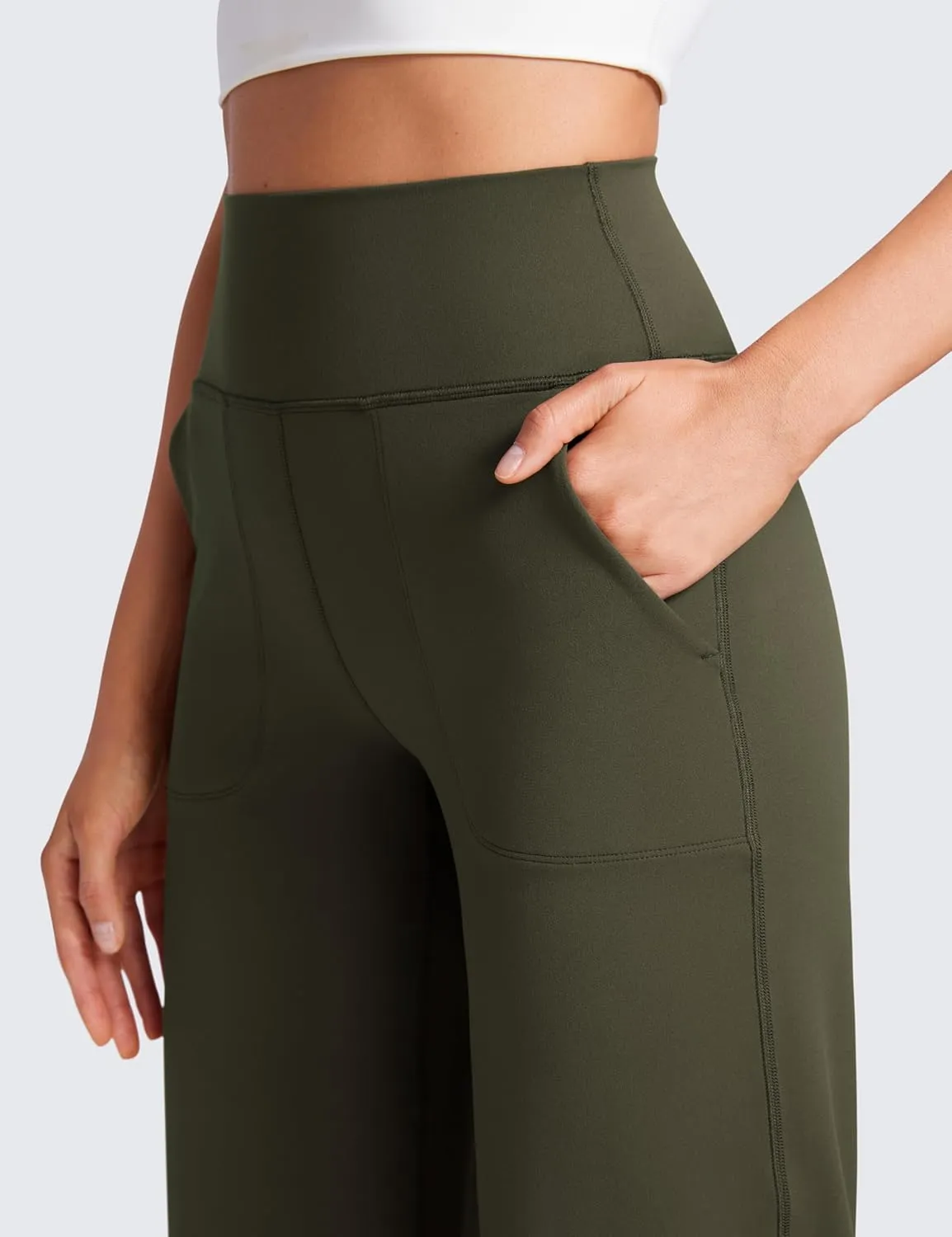 CRZ YOGA Womens Butterluxe High Waist Wide Leg Pants with Pockets 31" - Buttery Soft Comfy Casual Yoga Lounge