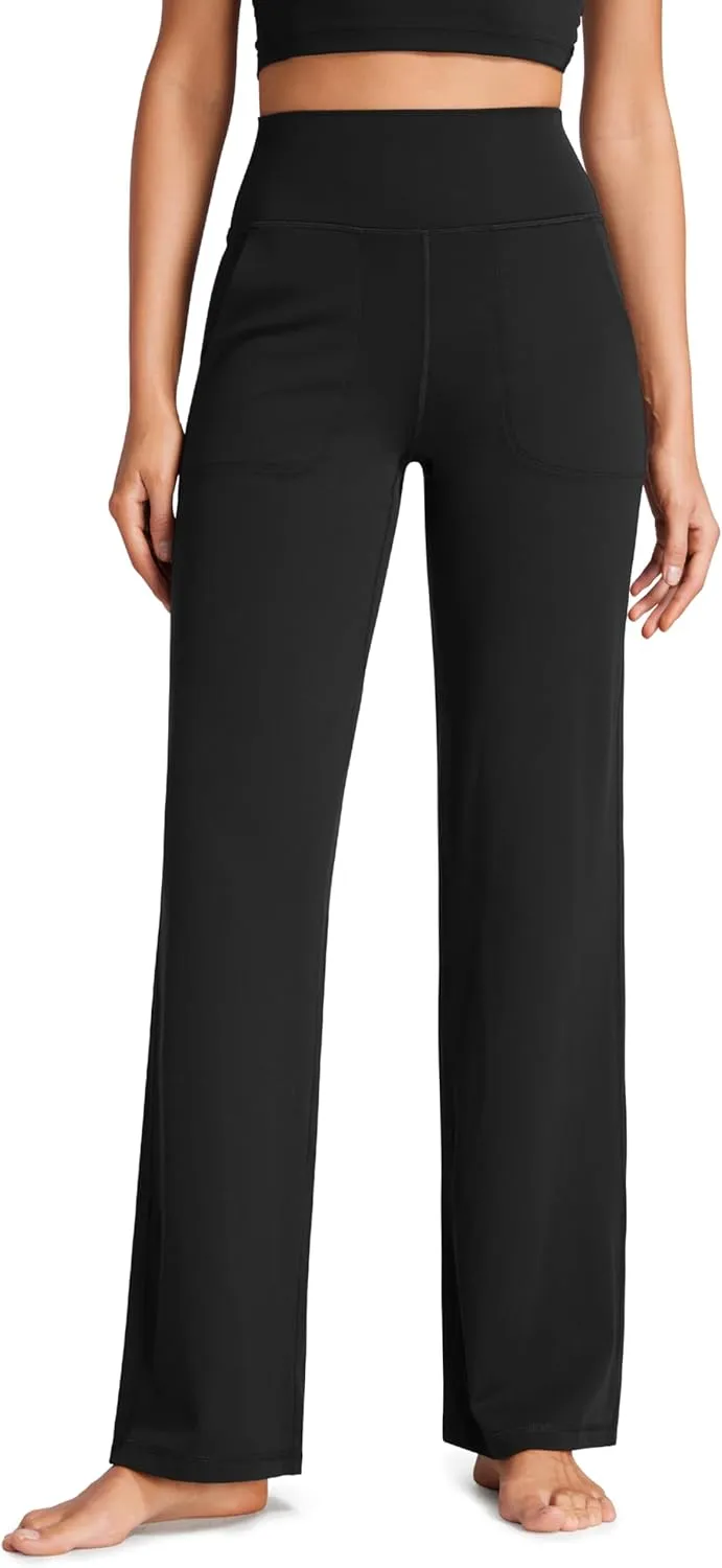 CRZ YOGA Womens Butterluxe High Waist Wide Leg Pants with Pockets 31" - Buttery Soft Comfy Casual Yoga Lounge
