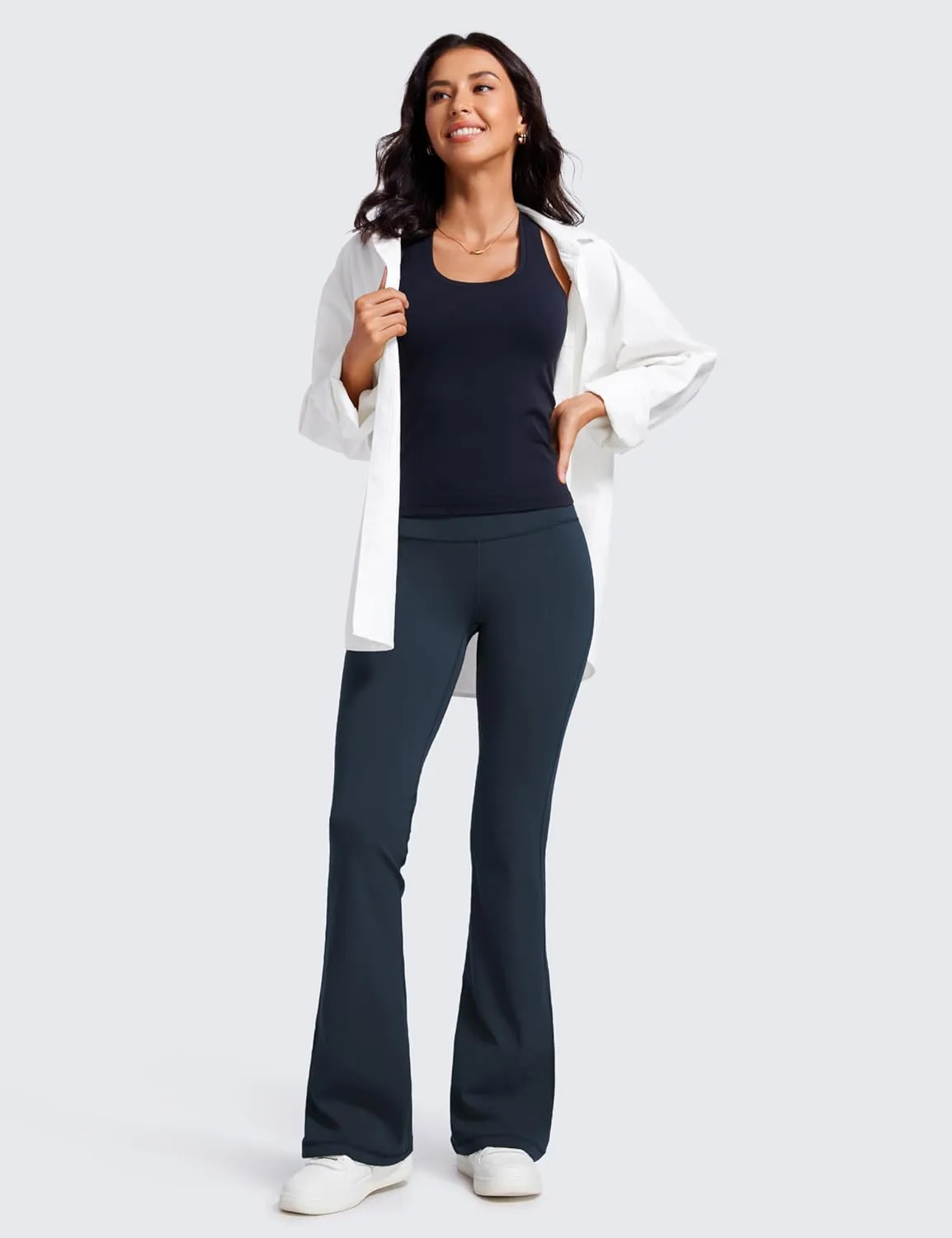 CRZ YOGA Womens Butterluxe Low Rise Flare Leggings 32" - Bootcut Yoga Pants with Pocket Wide Leg Buttery Soft Lounge Casual