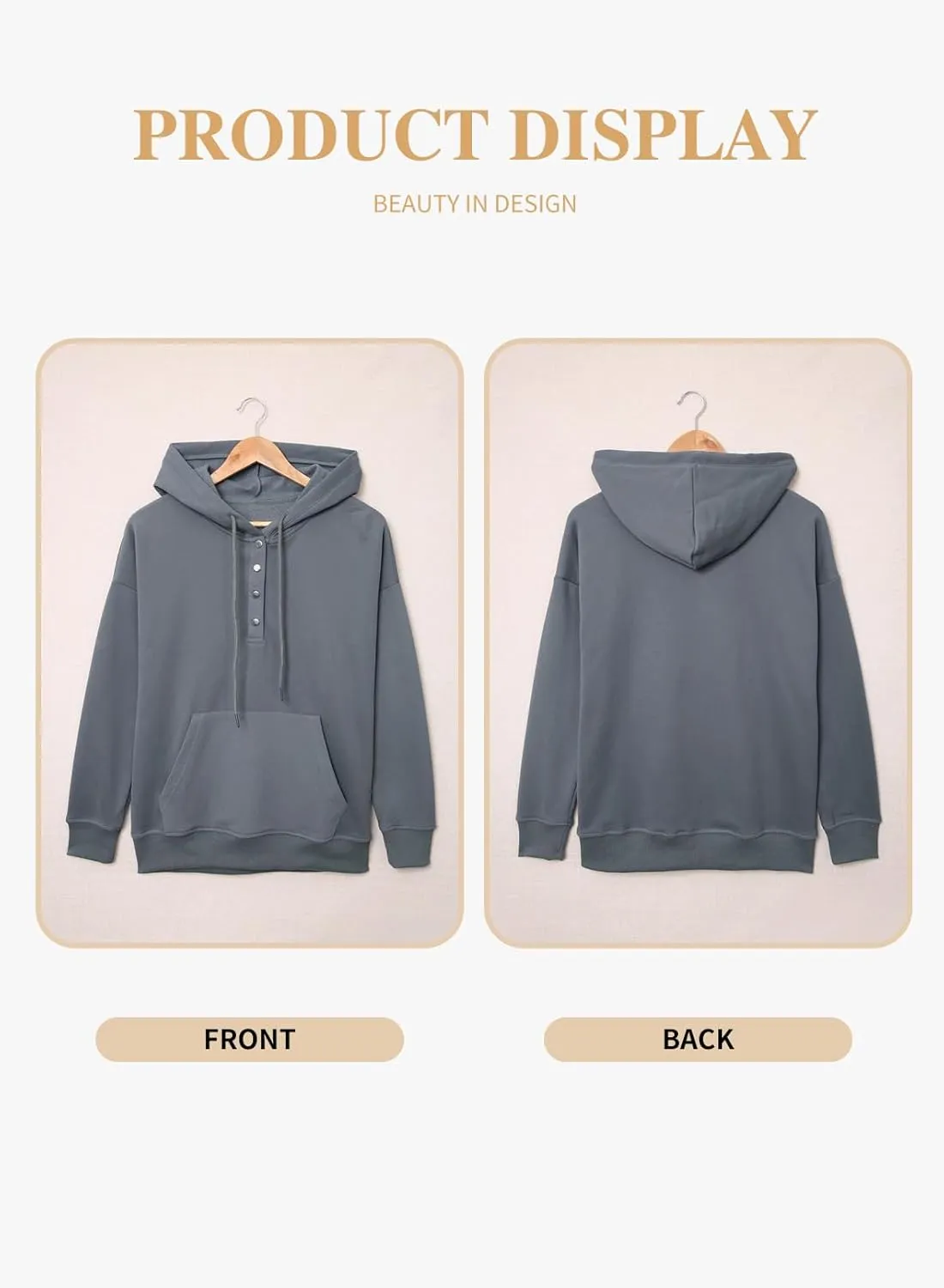 Eytino Plus Size Hooded for Women Tops Long Sleeve Button Collar Drawstring Hoodies Pullover Sweatshirts with Pockets(1X-5X)