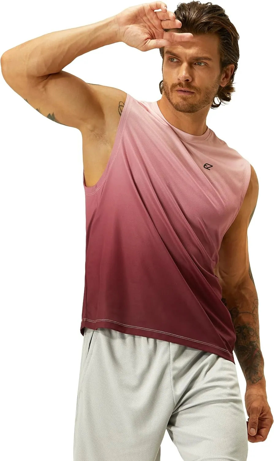 EZRUN Men's Workout Sleeveless Shirts Quick Dry Muscle Swim Shirt Gym Fitness Running Beach Tank Tops