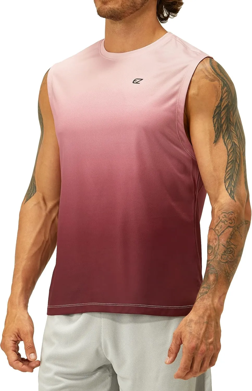 EZRUN Men's Workout Sleeveless Shirts Quick Dry Muscle Swim Shirt Gym Fitness Running Beach Tank Tops
