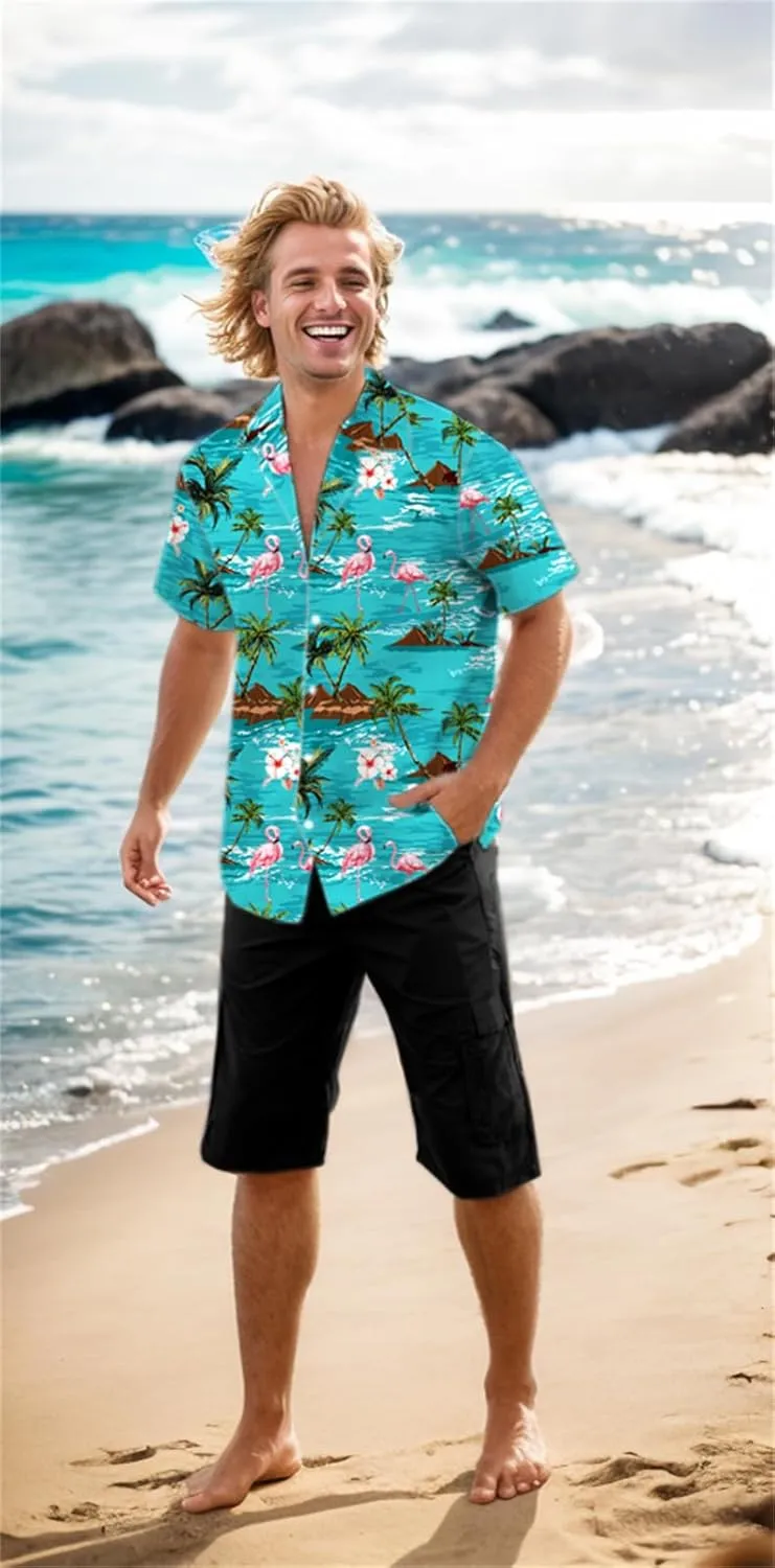 Family Matching Hawaiian Outfits, Dad and Son Beach Vacation Shirts Mommy Daughter Dress, 2T - X-Large