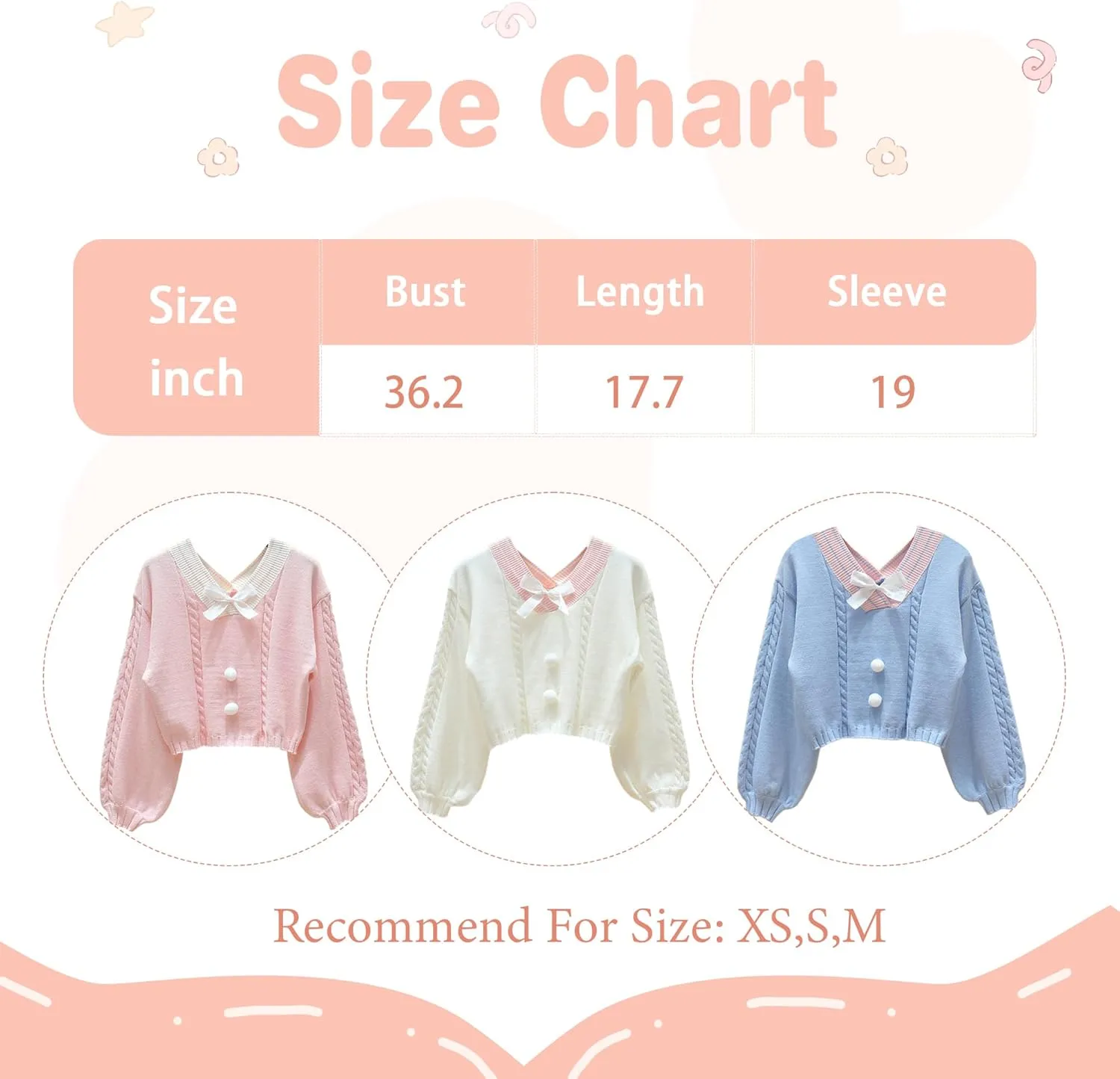 FindThy Women's Y2K Pullover Sweater Sweet Lantern Sleeve Bowtie Knit Crop Jumper Tops
