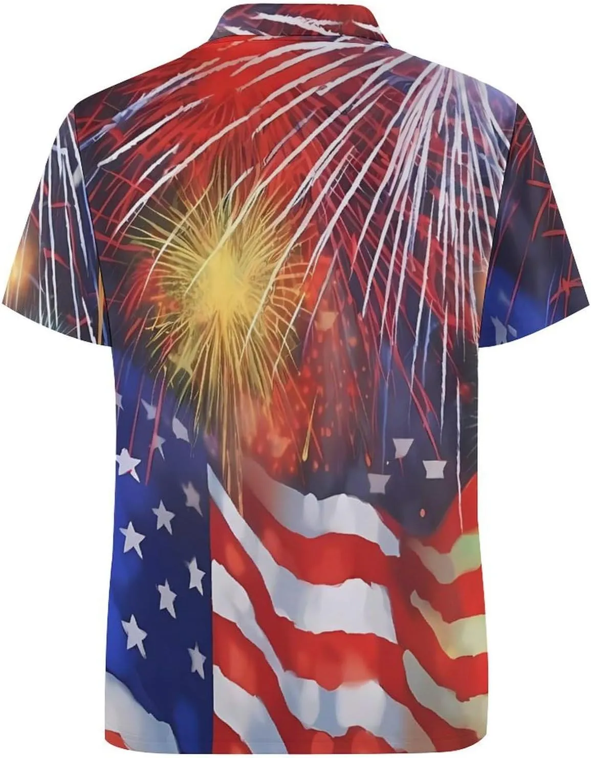 Firework Memorial Day July of 4th Mens Short Sleeve Polo Shirts Straight Sports Golf Tennis T-Shirt Quick Dry Long Top