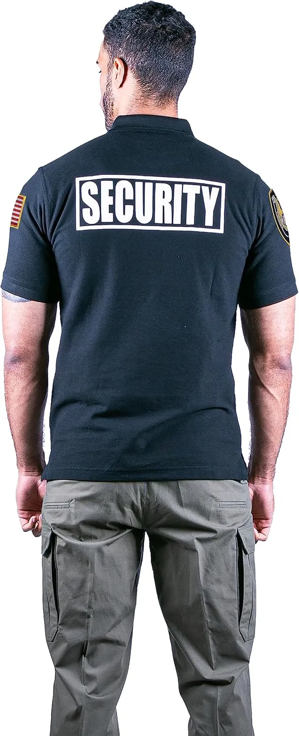 First Class Polyester Tactical Security Polo Shirts with Embroidered Patches and Printed ID for Security Guard