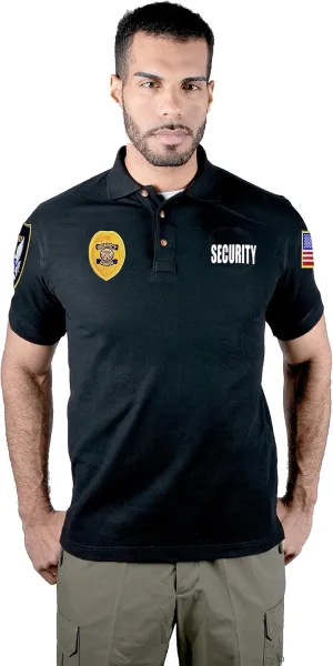 First Class Polyester Tactical Security Polo Shirts with Embroidered Patches and Printed ID for Security Guard