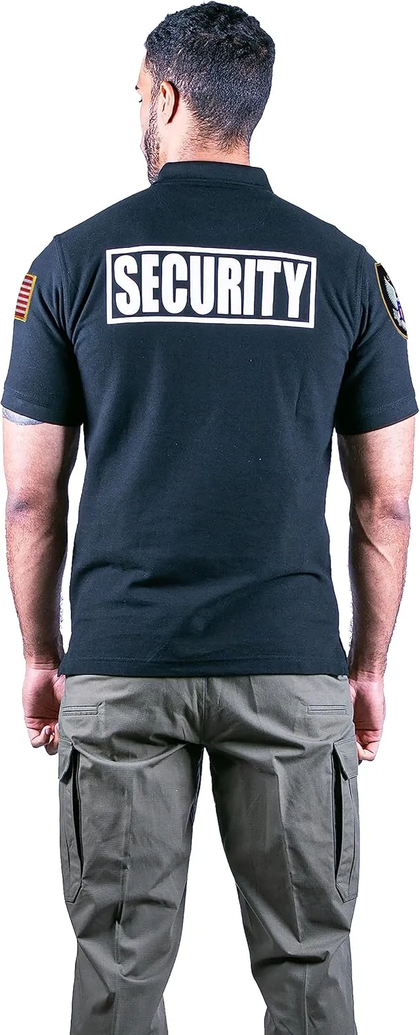 First Class Polyester Tactical Security Polo Shirts with Embroidered Patches and Printed ID for Security Guard