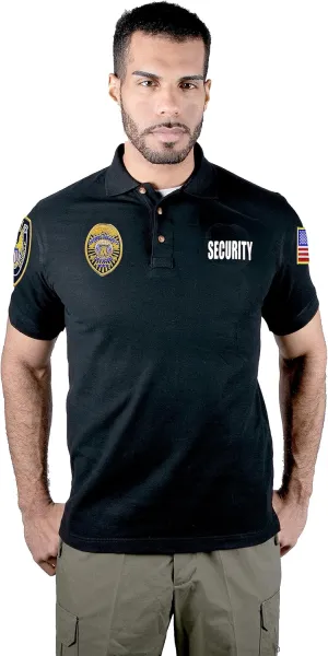 First Class Polyester Tactical Security Polo Shirts with Embroidered Patches and Printed ID for Security Guard