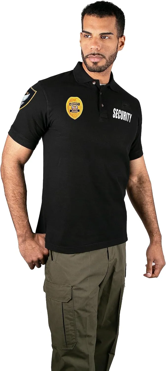 First Class Polyester Tactical Security Polo Shirts with Embroidered Patches and Printed ID for Security Guard