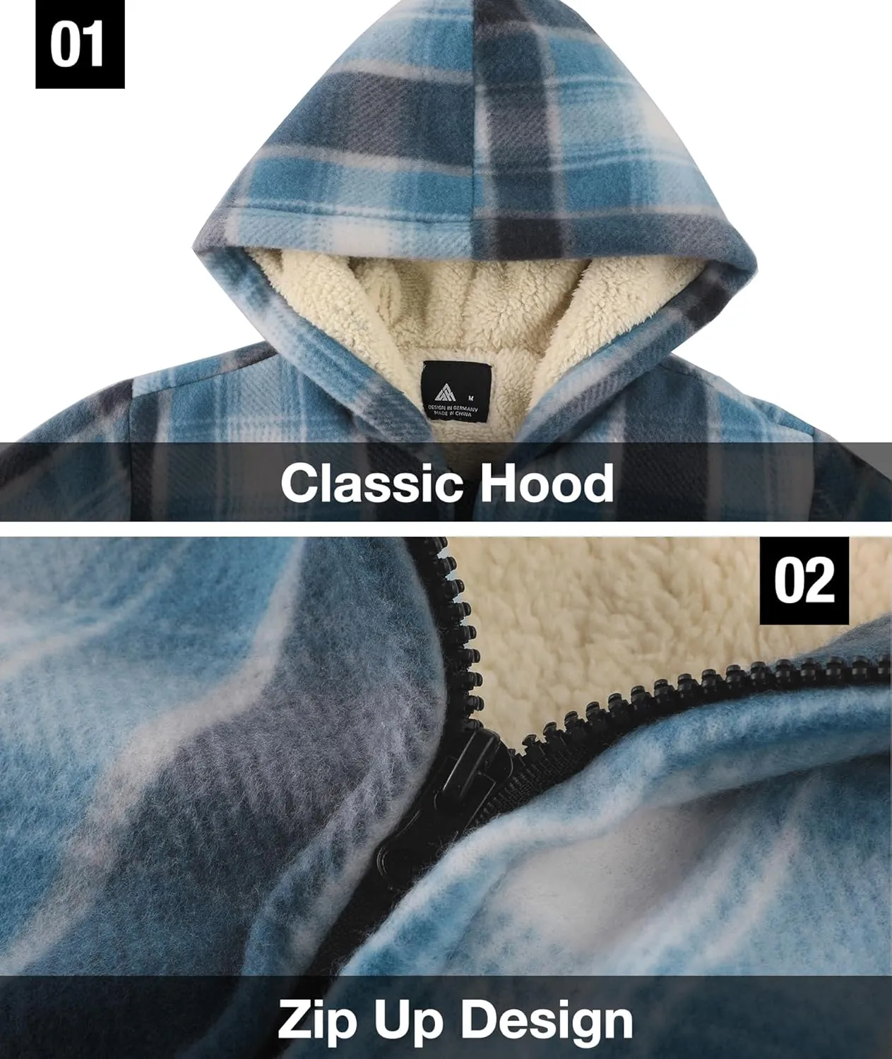 GEEK LIGHTING Boys Flannel Jacket Sherpa Lined Hoodies Zip Up Fleece Plaid Shirt Jackets Winter Outdoor Coat Warm