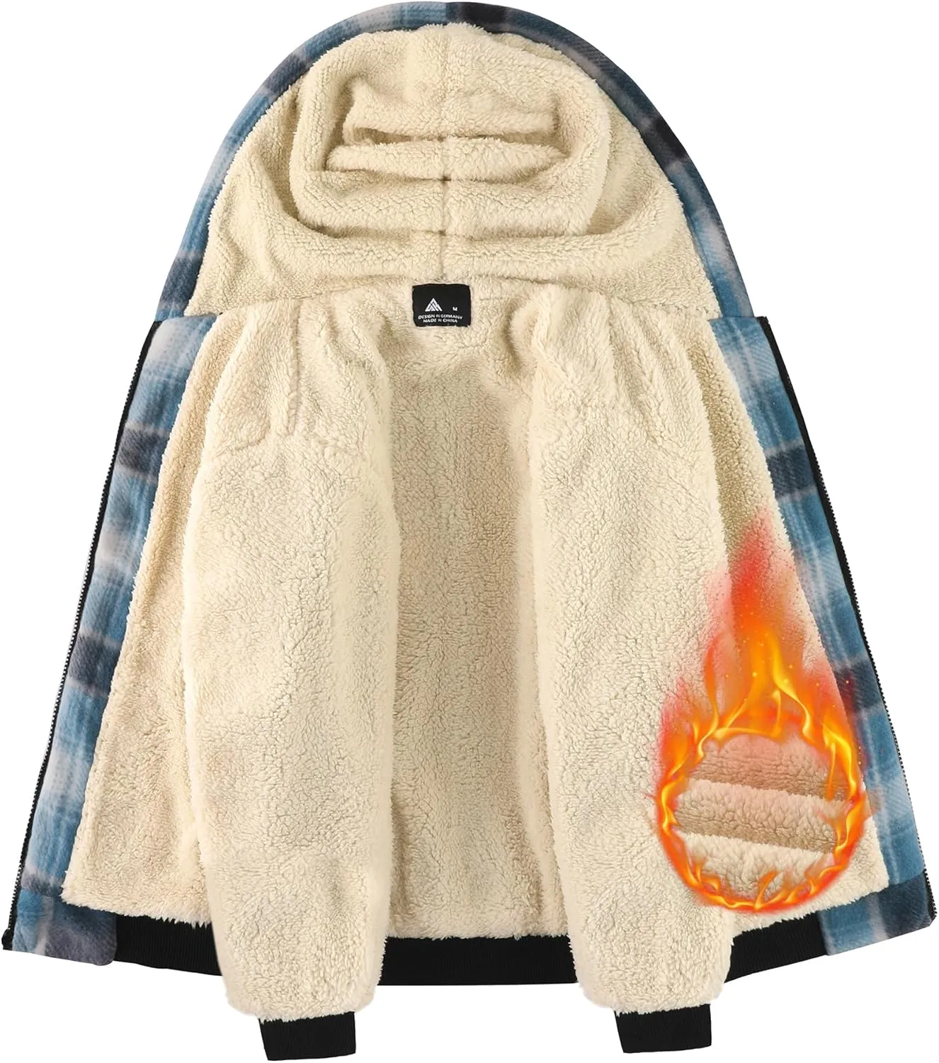 GEEK LIGHTING Boys Flannel Jacket Sherpa Lined Hoodies Zip Up Fleece Plaid Shirt Jackets Winter Outdoor Coat Warm