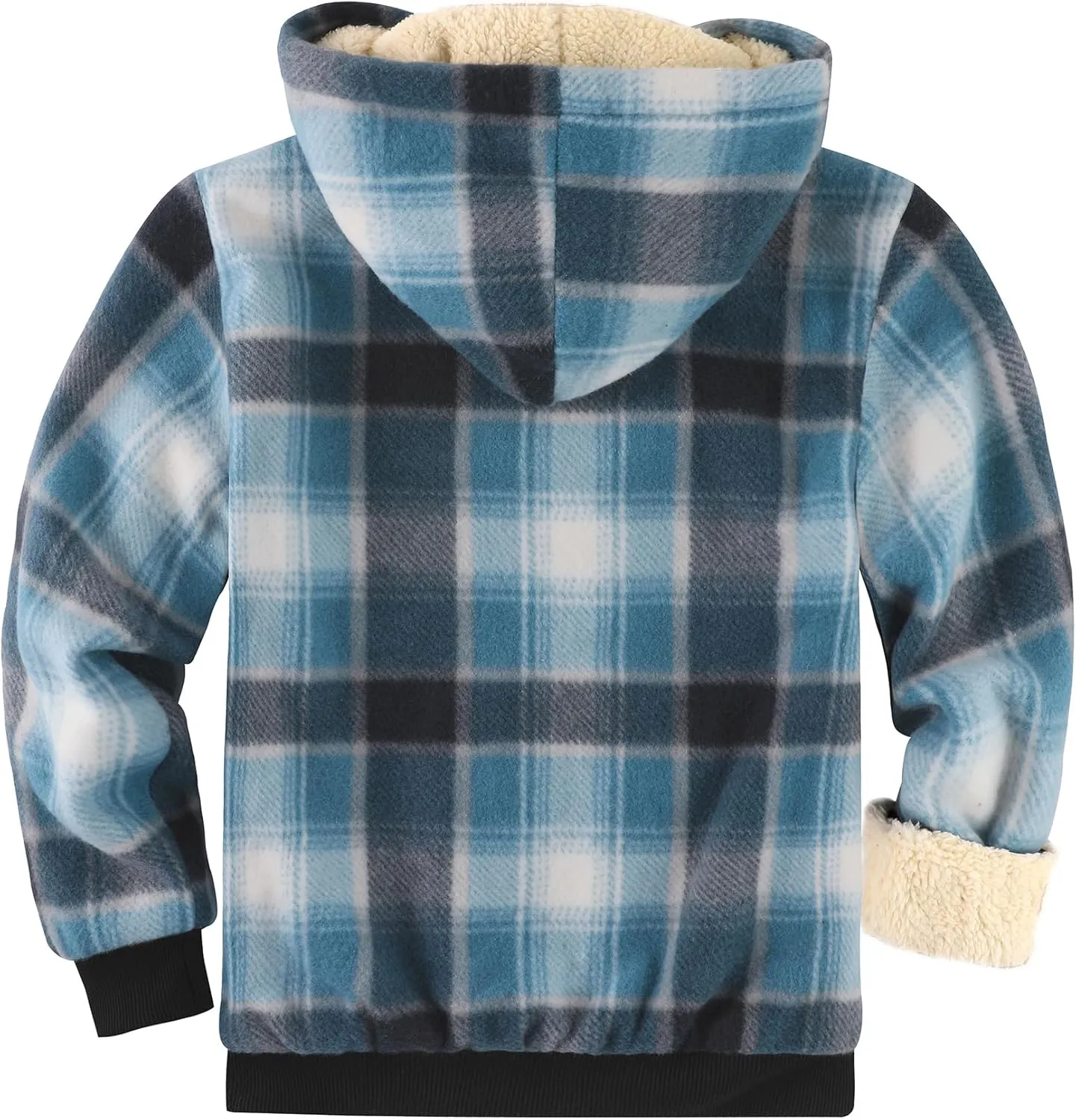 GEEK LIGHTING Boys Flannel Jacket Sherpa Lined Hoodies Zip Up Fleece Plaid Shirt Jackets Winter Outdoor Coat Warm