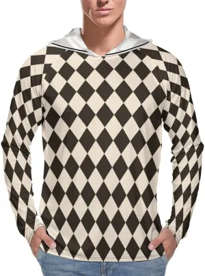 Geometric Rhombus Pattern Men's Quick Dry Long Sleeve Shirts UV Sun Protection Moisture Wicking T-Shirt S