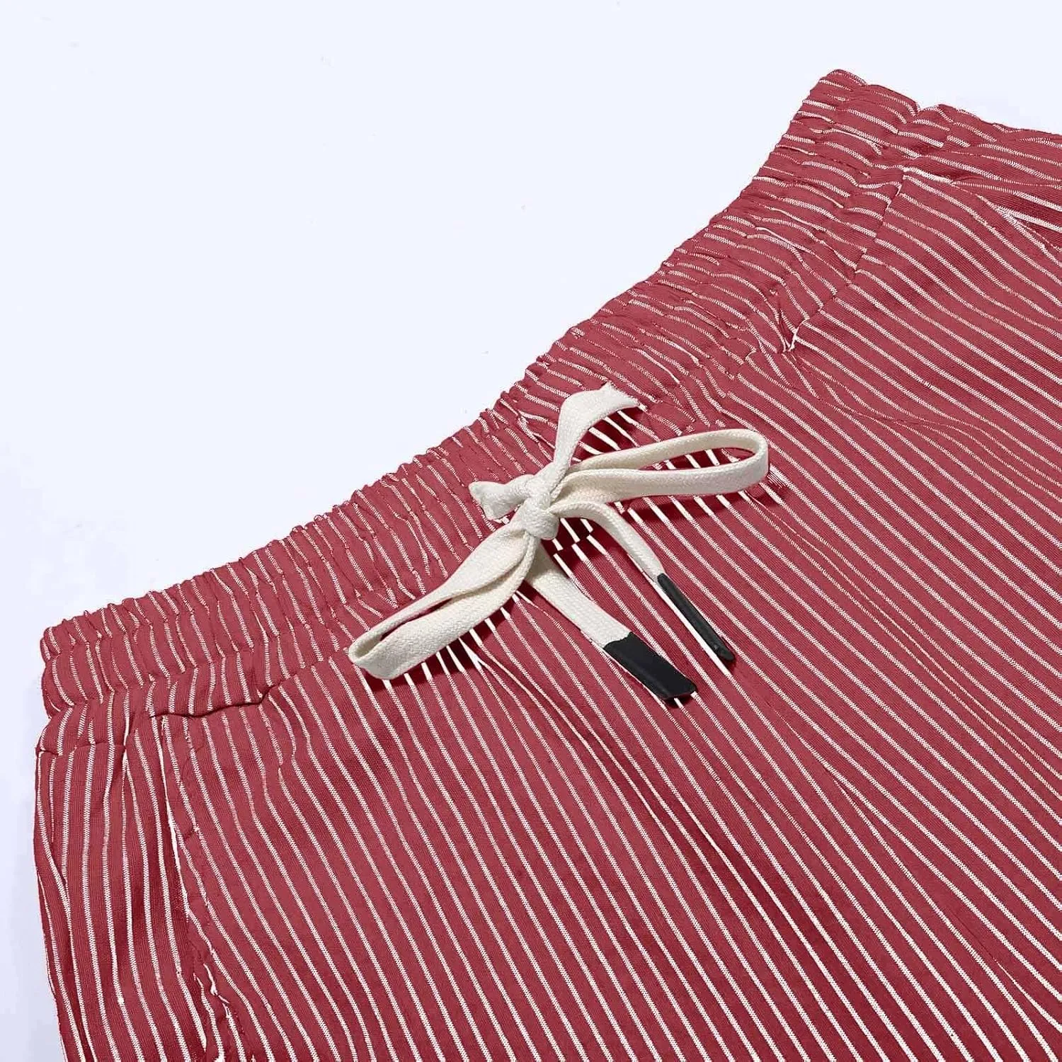 GIERIDUC Linen Pants Women Loose Capris for Women Summer Cropped Drawstring Elastic Waist Trouser Side Button Bermuda Shorts