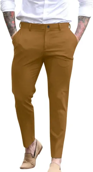 GOKKILRW Mens Slim Fit Dress Pants Stretch Skinny Flat-Front Business Work Suit Pants Casual Golf Pants Chinos