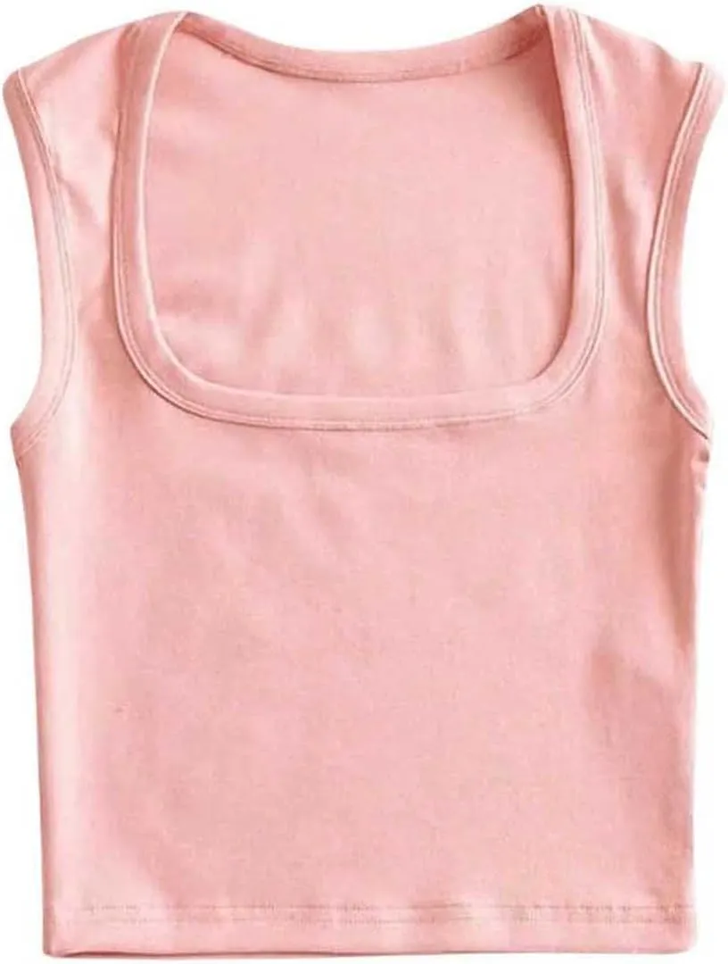 GORGLITTER Women's 5 Pieces Cami Outfits Solid Scoop Neck Sleeveless Tank Camisole Tops
