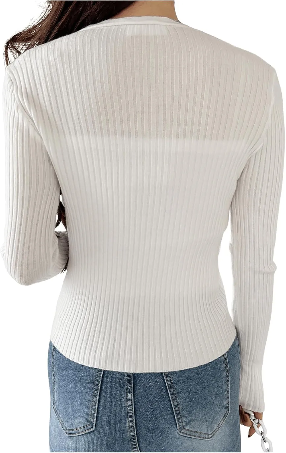 GORGLITTER Women's Button Up Cardigan Open Front Ribbed Knit Sweater Long Sleeve Tops